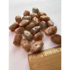 Large hole Peach Moonstone Nugget Gemstone Beads